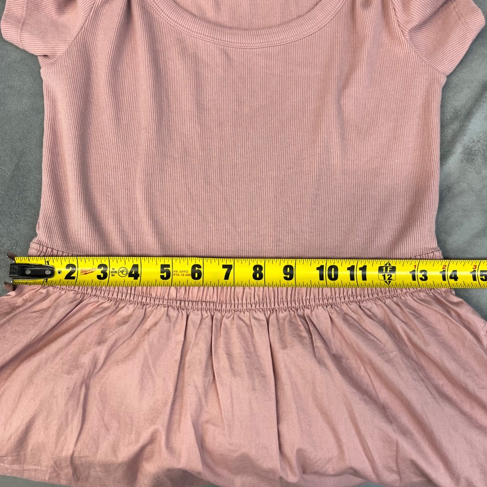 NWT Gap Women's Midi Dress Medium Pink Ribbed Top Cotton Short Sleeve - Picture 6 of 7